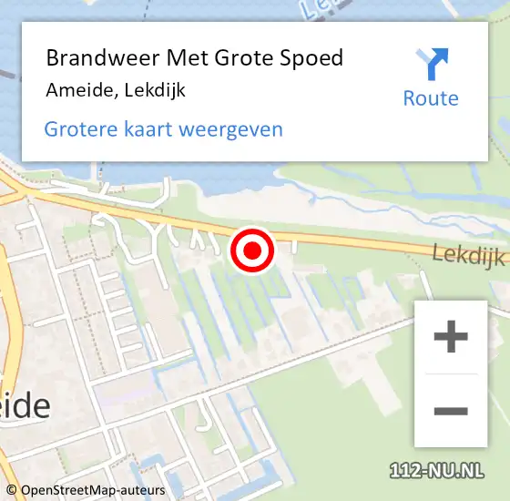 Locatie op kaart van de 112 melding: Brandweer Met Grote Spoed Naar Ameide, Lekdijk op 18 november 2017 15:16