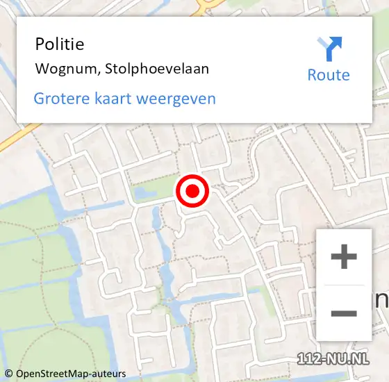 Locatie op kaart van de 112 melding: Politie Wognum, Stolphoevelaan op 18 november 2017 15:45