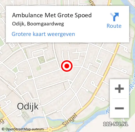Locatie op kaart van de 112 melding: Ambulance Met Grote Spoed Naar Odijk, Boomgaardweg op 18 november 2017 16:11