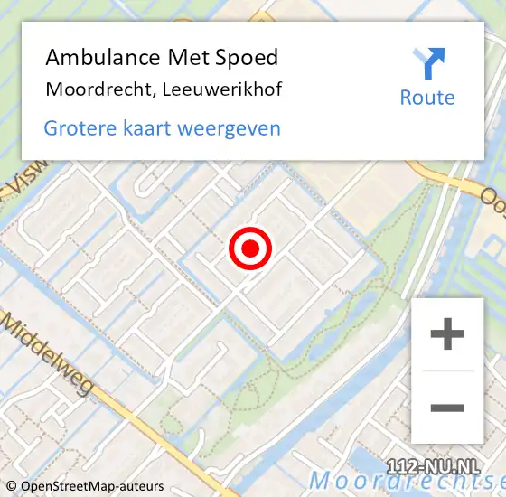 Locatie op kaart van de 112 melding: Ambulance Met Spoed Naar Moordrecht, Leeuwerikhof op 18 november 2017 16:35