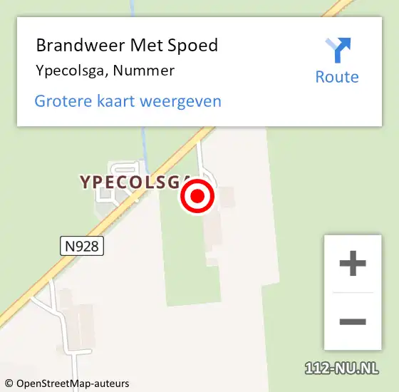 Locatie op kaart van de 112 melding: Brandweer Met Spoed Naar Ypecolsga, Nummer op 18 november 2017 17:06