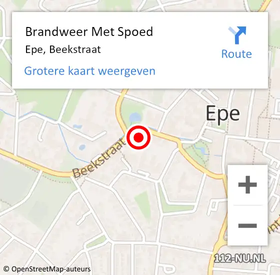 Locatie op kaart van de 112 melding: Brandweer Met Spoed Naar Epe, Beekstraat op 18 november 2017 17:42