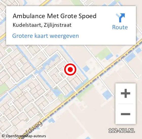 Locatie op kaart van de 112 melding: Ambulance Met Grote Spoed Naar Kudelstaart, Zijlijnstraat op 18 november 2017 18:54