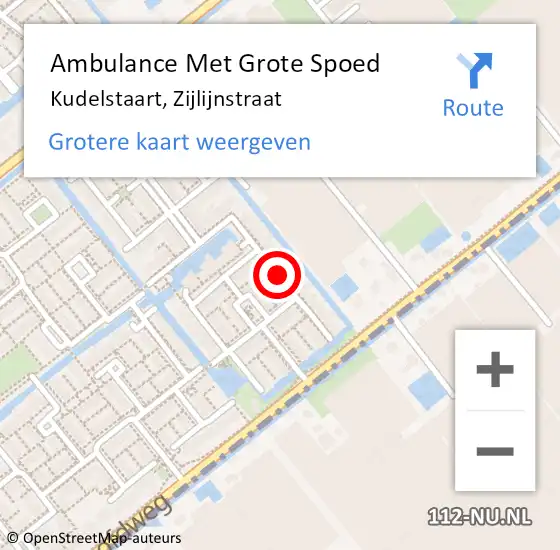 Locatie op kaart van de 112 melding: Ambulance Met Grote Spoed Naar Kudelstaart, Zijlijnstraat op 18 november 2017 18:55