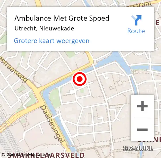 Locatie op kaart van de 112 melding: Ambulance Met Grote Spoed Naar Utrecht, Nieuwekade op 18 november 2017 20:00