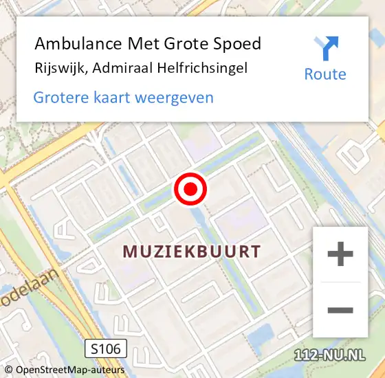 Locatie op kaart van de 112 melding: Ambulance Met Grote Spoed Naar Rijswijk, Admiraal Helfrichsingel op 18 november 2017 20:23