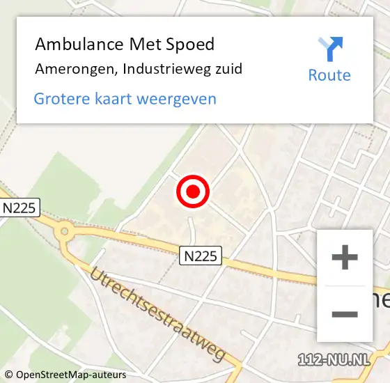 Locatie op kaart van de 112 melding: Ambulance Met Spoed Naar Amerongen, Industrieweg zuid op 18 november 2017 20:27