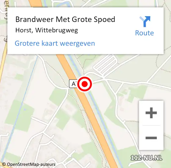 Locatie op kaart van de 112 melding: Brandweer Met Grote Spoed Naar Horst, Wittebrugweg op 18 november 2017 20:50