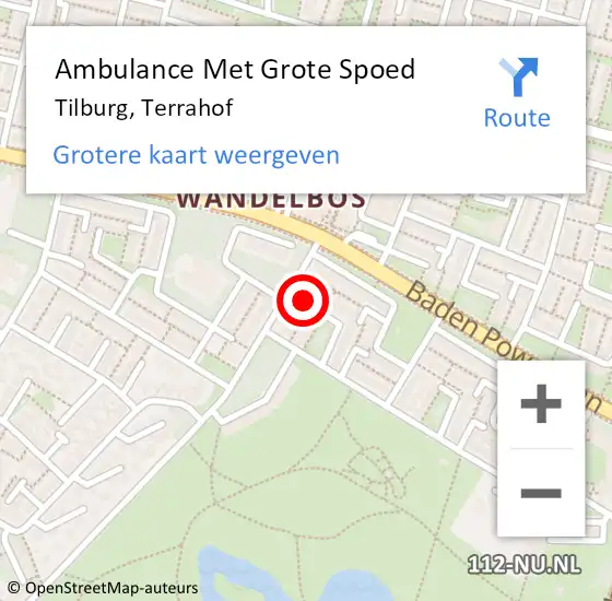 Locatie op kaart van de 112 melding: Ambulance Met Grote Spoed Naar Tilburg, Terrahof op 18 november 2017 20:59