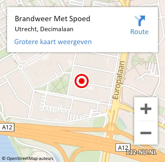 Locatie op kaart van de 112 melding: Brandweer Met Spoed Naar Utrecht, Decimalaan op 18 november 2017 21:36