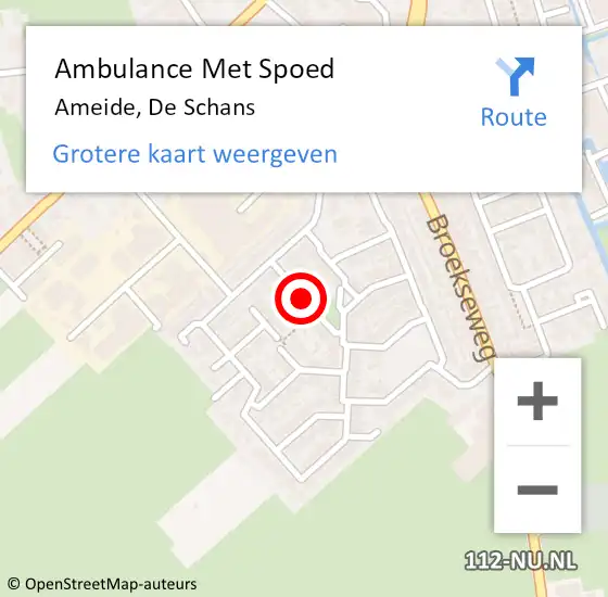 Locatie op kaart van de 112 melding: Ambulance Met Spoed Naar Ameide, De Schans op 18 november 2017 21:41