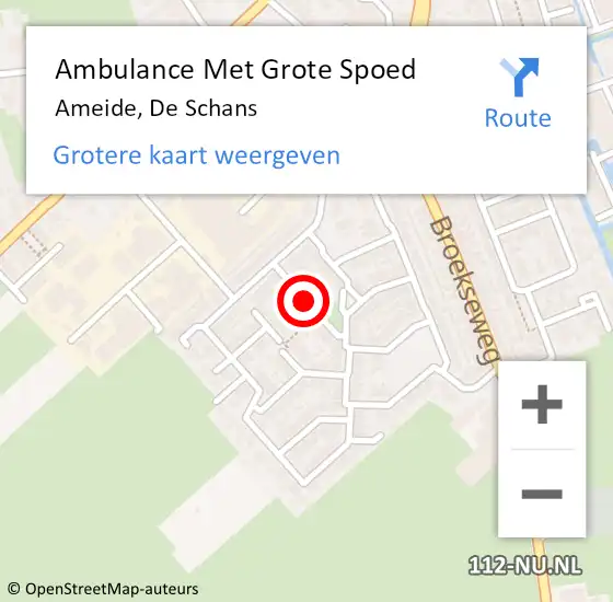 Locatie op kaart van de 112 melding: Ambulance Met Grote Spoed Naar Ameide, De Schans op 18 november 2017 22:00