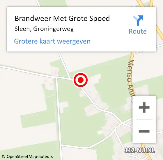 Locatie op kaart van de 112 melding: Brandweer Met Grote Spoed Naar Sleen, Groningerweg op 18 november 2017 22:28