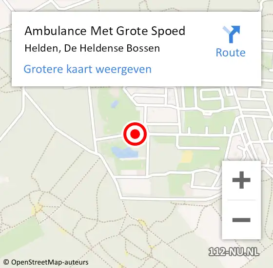 Locatie op kaart van de 112 melding: Ambulance Met Grote Spoed Naar Helden, De Heldense Bossen op 18 november 2017 22:47