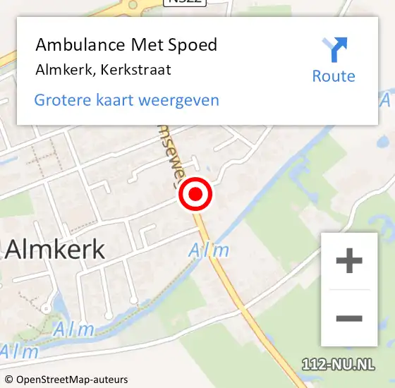 Locatie op kaart van de 112 melding: Ambulance Met Spoed Naar Almkerk, Kerkstraat op 19 november 2017 00:27