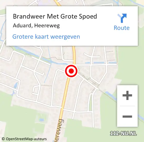 Locatie op kaart van de 112 melding: Brandweer Met Grote Spoed Naar Aduard, Heereweg op 19 november 2017 00:49