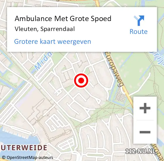 Locatie op kaart van de 112 melding: Ambulance Met Grote Spoed Naar Vleuten, Sparrendaal op 19 november 2017 00:51