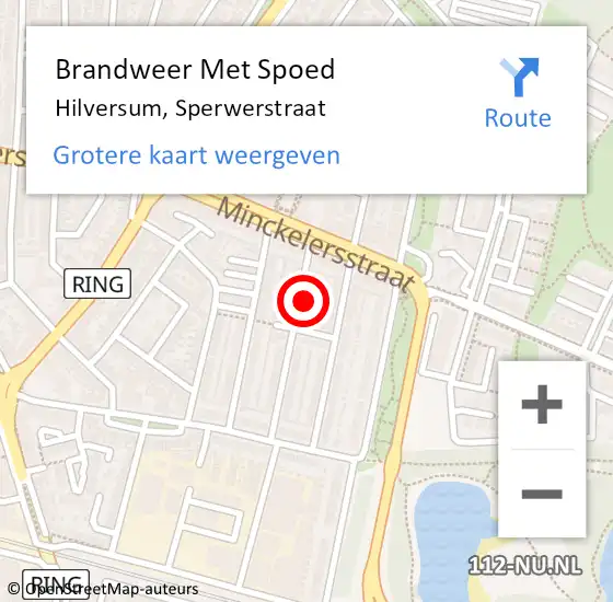 Locatie op kaart van de 112 melding: Brandweer Met Spoed Naar Hilversum, Sperwerstraat op 19 november 2017 01:31