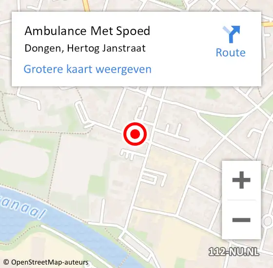 Locatie op kaart van de 112 melding: Ambulance Met Spoed Naar Dongen, Hertog Janstraat op 19 november 2017 02:08