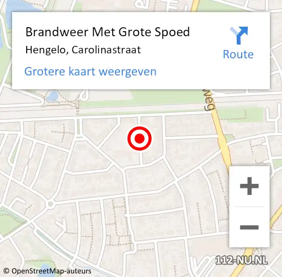 Locatie op kaart van de 112 melding: Brandweer Met Grote Spoed Naar Hengelo, Carolinastraat op 19 november 2017 02:24