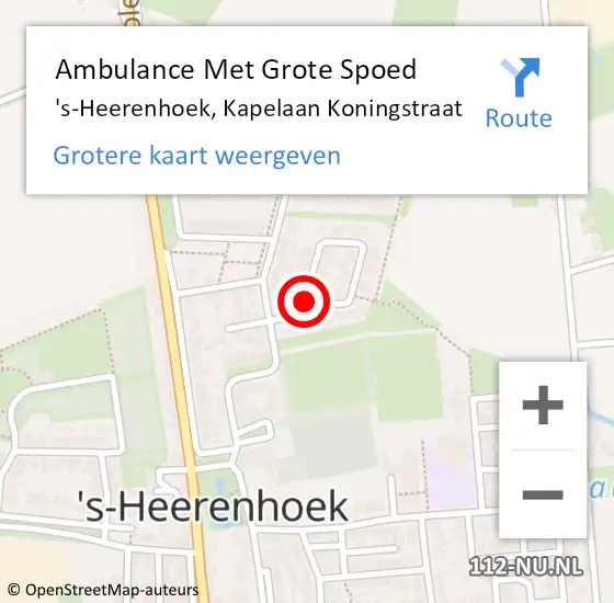 Locatie op kaart van de 112 melding: Ambulance Met Grote Spoed Naar 's-Heerenhoek, Kapelaan Koningstraat op 19 november 2017 02:35