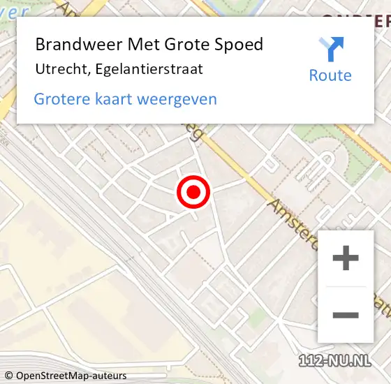 Locatie op kaart van de 112 melding: Brandweer Met Grote Spoed Naar Utrecht, Egelantierstraat op 19 november 2017 02:35