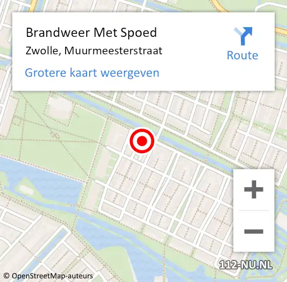 Locatie op kaart van de 112 melding: Brandweer Met Spoed Naar Zwolle, Muurmeesterstraat op 19 november 2017 02:37