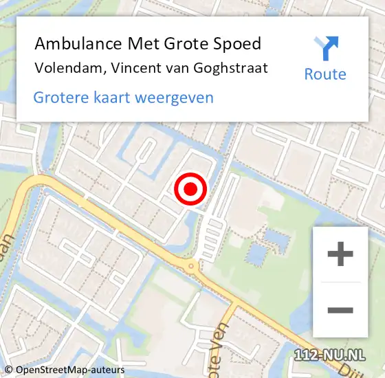 Locatie op kaart van de 112 melding: Ambulance Met Grote Spoed Naar Volendam, Vincent van Goghstraat op 19 november 2017 03:12