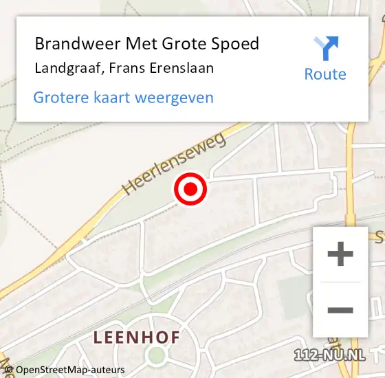 Locatie op kaart van de 112 melding: Brandweer Met Grote Spoed Naar Landgraaf, Frans Erenslaan op 19 november 2017 04:57