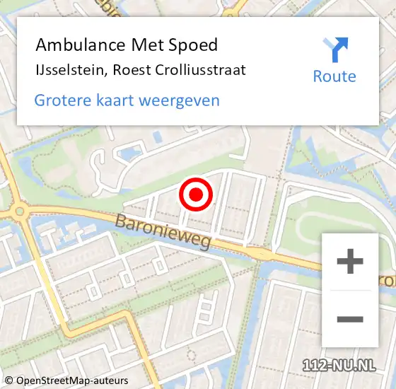 Locatie op kaart van de 112 melding: Ambulance Met Spoed Naar IJsselstein, Roest Crolliusstraat op 19 november 2017 05:00