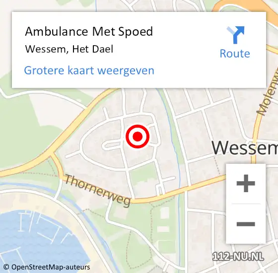 Locatie op kaart van de 112 melding: Ambulance Met Spoed Naar Wessem, Het Dael op 19 november 2017 05:33