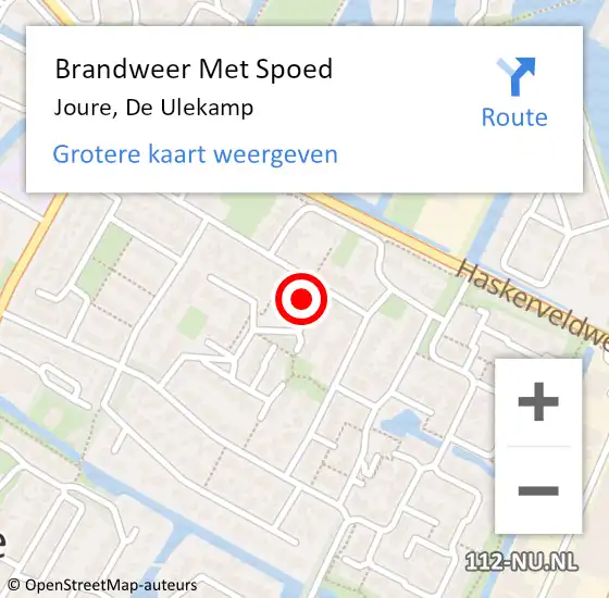 Locatie op kaart van de 112 melding: Brandweer Met Spoed Naar Joure, De Ulekamp op 19 november 2017 07:35