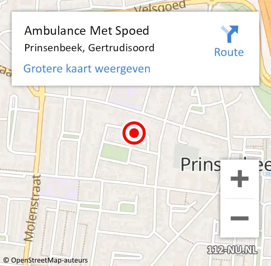 Locatie op kaart van de 112 melding: Ambulance Met Spoed Naar Prinsenbeek, Gertrudisoord op 19 november 2017 08:10