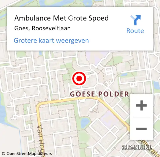 Locatie op kaart van de 112 melding: Ambulance Met Grote Spoed Naar Goes, Rooseveltlaan op 19 november 2017 08:23