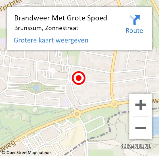 Locatie op kaart van de 112 melding: Brandweer Met Grote Spoed Naar Brunssum, Zonnestraat op 19 november 2017 08:44