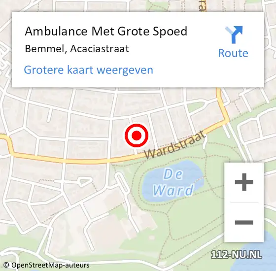 Locatie op kaart van de 112 melding: Ambulance Met Grote Spoed Naar Bemmel, Acaciastraat op 19 november 2017 08:48