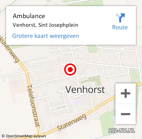 Locatie op kaart van de 112 melding: Ambulance Venhorst, Sint Josephplein op 19 november 2017 09:29
