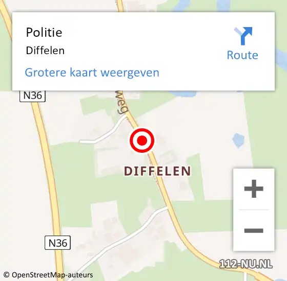 Locatie op kaart van de 112 melding: Politie Diffelen op 19 november 2017 09:42