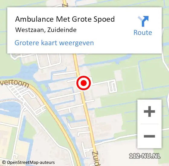 Locatie op kaart van de 112 melding: Ambulance Met Grote Spoed Naar Westzaan, Zuideinde op 19 november 2017 09:59