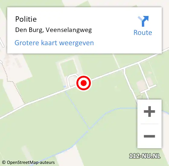 Locatie op kaart van de 112 melding: Politie Den Burg, Veenselangweg op 19 november 2017 10:05