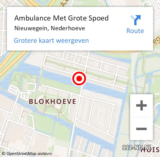 Locatie op kaart van de 112 melding: Ambulance Met Grote Spoed Naar Nieuwegein, Nederhoeve op 19 november 2017 10:12