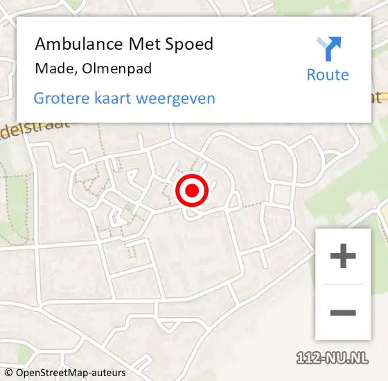 Locatie op kaart van de 112 melding: Ambulance Met Spoed Naar Made, Olmenpad op 19 november 2017 11:42