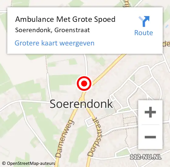 Locatie op kaart van de 112 melding: Ambulance Met Grote Spoed Naar Soerendonk, Groenstraat op 19 november 2017 12:02