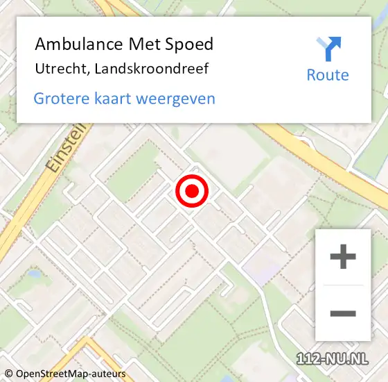 Locatie op kaart van de 112 melding: Ambulance Met Spoed Naar Utrecht, Landskroondreef op 19 november 2017 12:21