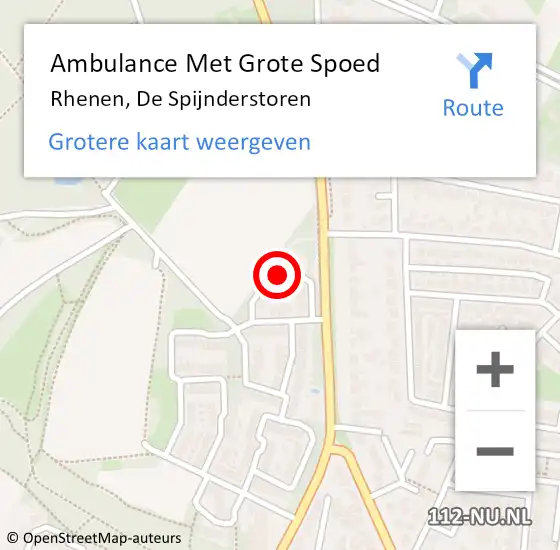 Locatie op kaart van de 112 melding: Ambulance Met Grote Spoed Naar Rhenen, De Spijnderstoren op 19 november 2017 12:31