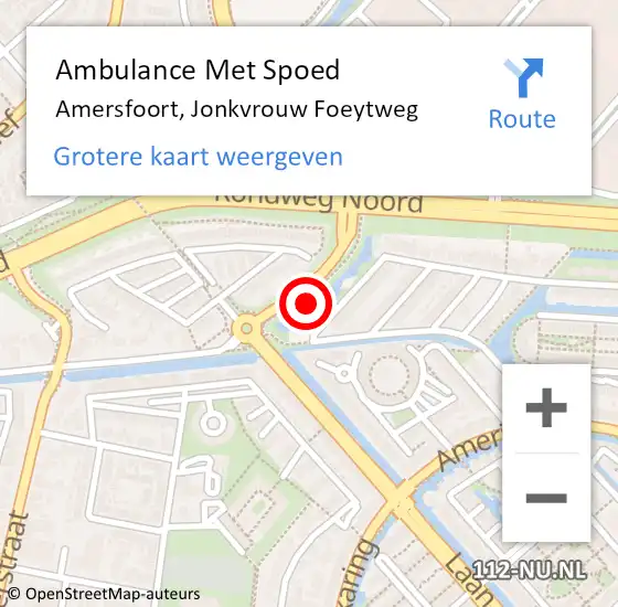 Locatie op kaart van de 112 melding: Ambulance Met Spoed Naar Amersfoort, Jonkvrouw Foeytweg op 19 november 2017 13:24