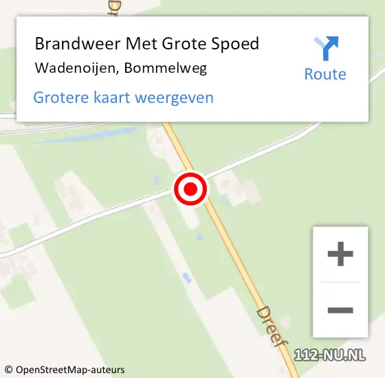 Locatie op kaart van de 112 melding: Brandweer Met Grote Spoed Naar Wadenoijen, Bommelweg op 19 november 2017 13:33