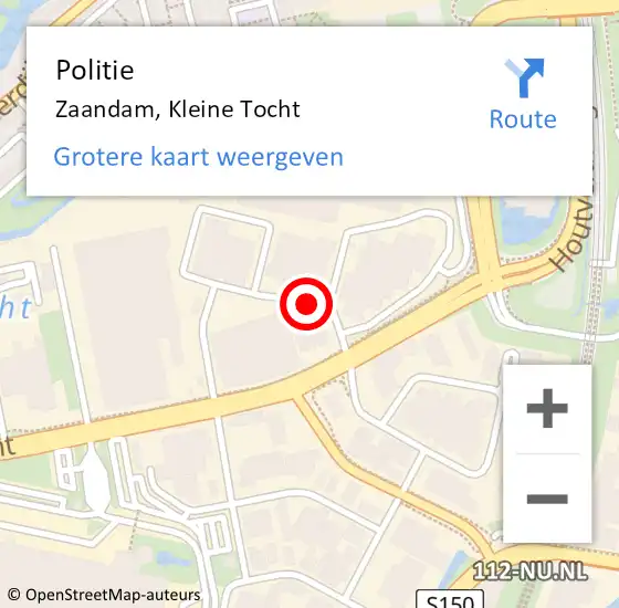 Locatie op kaart van de 112 melding: Politie Zaandam, Kleine Tocht op 19 november 2017 13:52