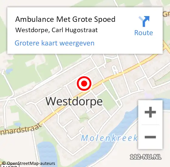 Locatie op kaart van de 112 melding: Ambulance Met Grote Spoed Naar Westdorpe, Carl Hugostraat op 7 februari 2014 12:08