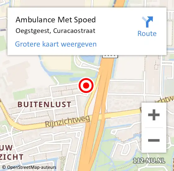 Locatie op kaart van de 112 melding: Ambulance Met Spoed Naar Oegstgeest, Curacaostraat op 19 november 2017 14:47